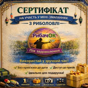 Сертифiкат на участь у мiнi-змаганнях з риболовлi RybachOK - CSF