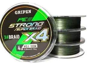 Шнур GRIPEN X4 PE GREEN 100 m 0,40